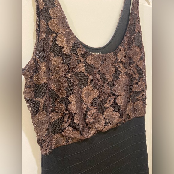 New! Express Metallic Lace Bodycon Dress - Picture 2 of 4